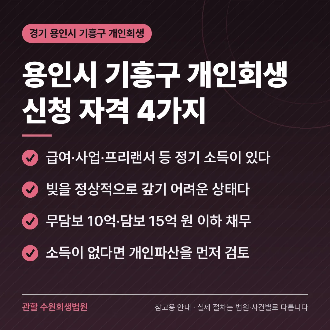 경기 용인시 기흥구 개인회생 신청 자격 4가지